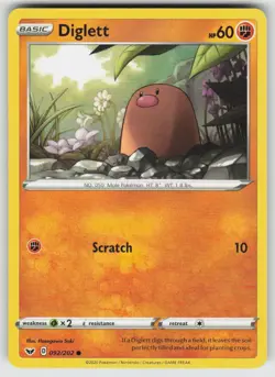 Diglett 092/202 Common Sword & Shield Pokemon Near Mint - Image 1