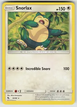 Snorlax 50/68 Rare Hidden Fates Pokemon Near Mint - Image 1