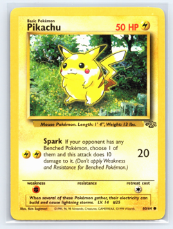 Pikachu 60/64 Jungle Set Unlimited 1999 WOTC Vintage Pokemon Card - Image 1
