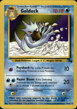 Pokemon Fossil #35/62 Golduck Uncommon Lightly played - Image 1