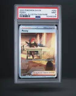 Pokemon Penny 252/198 SV01 Special Illustration Rare Holo PSA 9 EN - Image 1