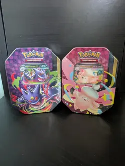Pokemon Mega Moonlit Tin Mega Clefable and Gengar set of 2 Tins Sealed - Image 1