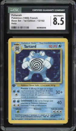 1999 Pokemon FRENCH 1st Edition Base Set Tartard-Poliwrath Holo 13/102 CGC 8.5 - Image 1