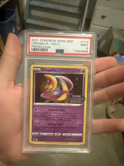 2021 Pokemon Promo #SWSH114 Cresselia Holo Prerelease PSA 9 Mint - Image 1