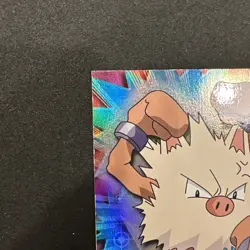 Topps Pokemon Card TV Series 1 Rainbow Foil BlueLogo 1st Edition #57 Primeape NM - Image 4