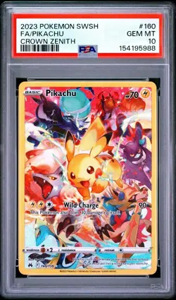 2023 POKEMON SWORD & SHIELD CROWN ZENITH #160 FULL ART/PIKACHU PSA 10 - Image 1