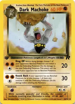 Pokemon Dark Machoke Team Rocket 40/82 1st Edition Uncommon NM - Image 2