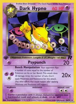 Pokemon Dark Hypno (26) Team Rocket 26/82 1st Edition Rare NM - Image 1