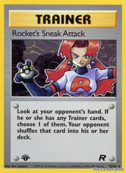 Pokemon Rocket's Sneak Attack (72) Team Rocket 72/82 1st Edition Rare NM - Image 1