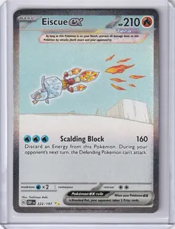Eiscue ex 222/197 SV03: Obsidian Flames Holo - Pokemon TCG - NM - Image 1