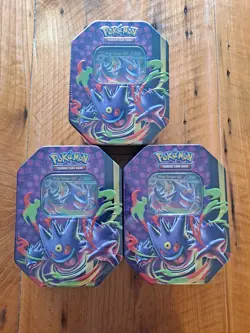 Pokemon TCG Mega Moonlit Tin Mega Gengar ex Lot of 3 Factory Sealed In Hand - Image 1
