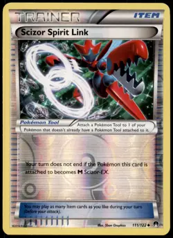 Scizor Spirit Link 111/122 Uncommon BREAKpoint Pokemon Reverse Holo Near Mint - Image 1