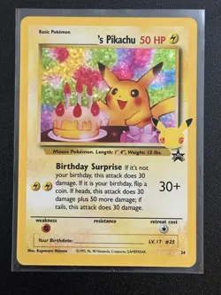 Pokemon Birthday Pikachu 24/53 Celebrations Classic Collection Holo NM - Image 1
