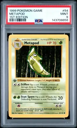 PSA 9 MINT 1999 POKEMON GAME 54 METAPOD 1ST EDITION ENGLISH - Image 1