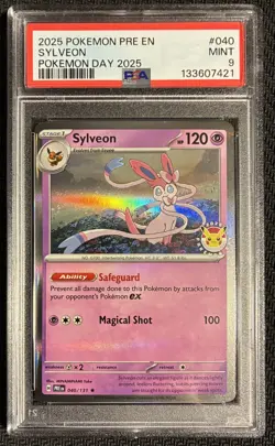 Sylveon 40/131 Pokemon Day 2025 Stamped Promo Prismatic Evolutions PSA 8 - Image 1