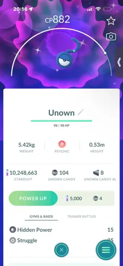 Pokemon Go Shiny Unown U - Image 1