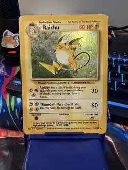 Pokemon TCG Raichu Holo Rare Card 14/102 Base Set MP-HP Condition - Image 3