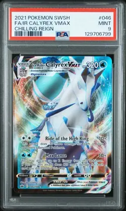 2021 Pokemon Chilling Reign #046 Full Art Ice Rider Calyrex VMAX PSA 9 Card MINT - Image 1