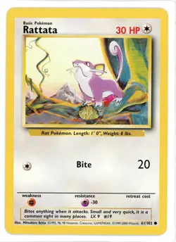 Rattata 61/102 Base Set 4th Print Pokemon Card - Image 1
