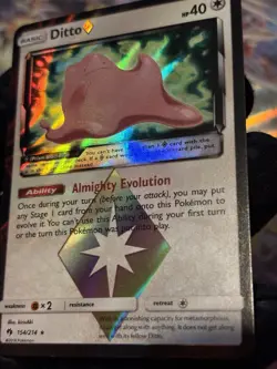 Pokemon TCG Ditto Prism Star Prism Rare Holo 154/214 HP 40 Basic Card Stock - Image 3