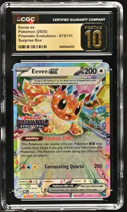 Pokemon GRADED Eevee ex Prismatic Evolutions Stamped PRISTINE 10 ENGLISH - Image 1