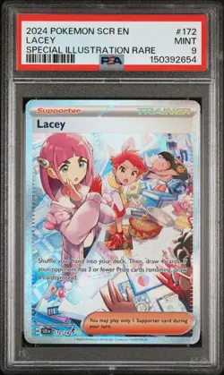PSA 9 MINT 2024 POKEMON SCR EN LACEY #172 SPECIAL ILLUSTRATION RARE - Image 1