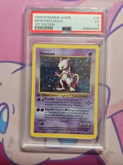 1999 Pokemon Base Set Mewtwo 1st Edition Shadowless 10/102 PSA 5 EX - Image 5