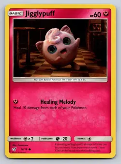Jigglypuff 14/18 Common Detective Pikachu Pokemon Holo Near Mint - Image 1