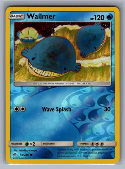 Wailmer 45/236 Common Cosmic Eclipse Pokemon Reverse Holo Near Mint - Image 1