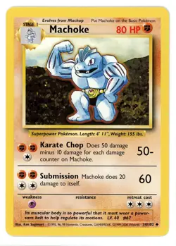Machoke 34/102 Base Set 4th Print Pokemon Card - Image 1