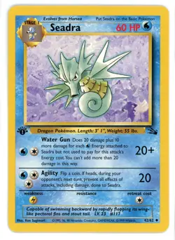 Seadra 42/62 1st Edition Fossil Pokemon Card - Image 1