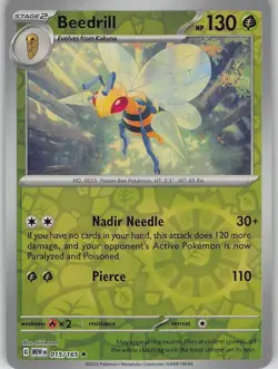 Beedrill 015/165 Pokemon 151 Reverse Holo Rare Near Mint - Image 1