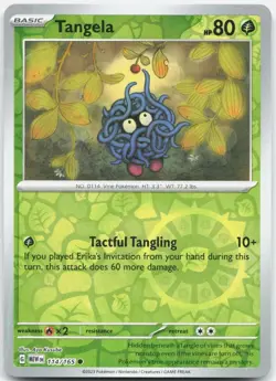 Tangela 114/165 Common 151 Pokemon Reverse Holo Near Mint - Image 1