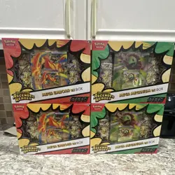 Pokemon Ascended Heroes Mega Emboar EX Box & Mega Meganium EX Box lot of 4 - Image 1