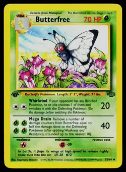 BUTTERFREE 33/64 UNCOMMON JUNGLE POKEMON 1ST EDITION LP - Image 1
