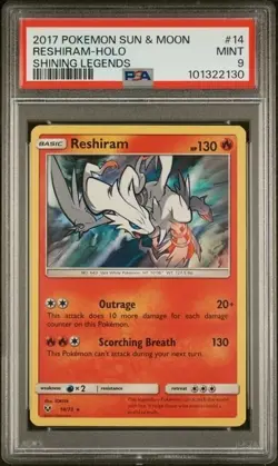 RESHIRAM #14/73 PSA 9 • 2017 Pokemon Shining Legends Holo Mint - Image 1