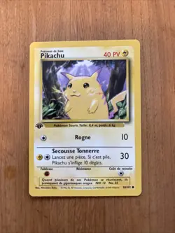 1st Edition Pikachu French 58/102 Pokemon TCG Never Played Pokemon de base - Image 1