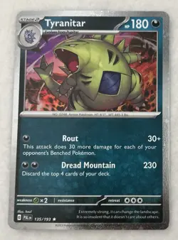 Pokemon Tyranitar 135/193 Cosmos Holo Triple Whammy Tin Exclusive Paldea Evolved - Image 1