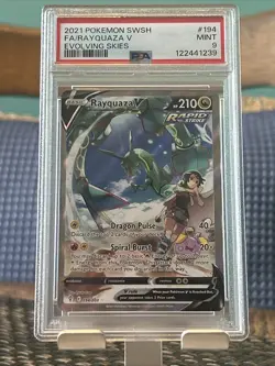 RAYQUAZA V FA PSA 9 2021 POKEMON SWORD & SHIELD EVOLVING SKIES #194 FULL ART - Image 1