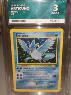 Pokemon TCG Articuno Fossil 1999 Holo Ace Grade 3 Good Condition Vintage - Image 1