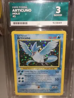 Pokemon TCG Articuno Fossil 1999 Holo Ace Grade 3 Good Condition Vintage - Image 2