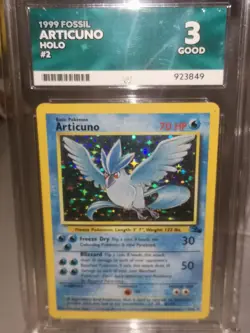 Pokemon TCG Articuno Fossil 1999 Holo Ace Grade 3 Good Condition Vintage - Image 3