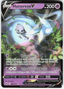 Hatterene V 065/159 Holo V Rare Crown Zenith Pokemon Near Mint - Image 1