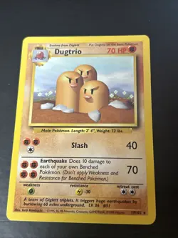 Dugtrio 19/102 MP Base Set Regular Rare Unlimited Pokemon TCG Card - Image 1
