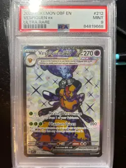2023 POKEMON OBF EN-OBSIDIAN FLAMES 212 VESPIQUEN ex ULTRA RARE PSA 9 AA - Image 1