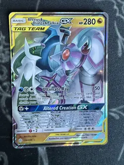 Pokemon Arceus & Dialga & Palkia GX 156/236 Cosmic Eclipse Full Art Holo 2019 - Image 1