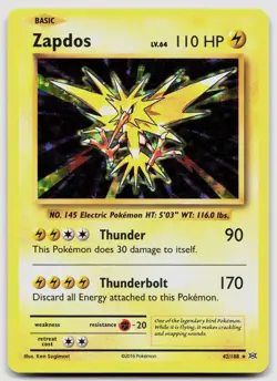 Zapdos 42/108 Evolutions Holo Pokemon LP - Image 1