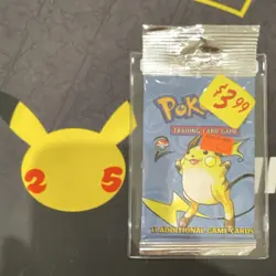 Long crimp! WOTC Pokemon Base Set 2 Raichu Art Vintage SEALED Booster Pack 2000 - Image 1
