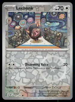 Lechonk 181/197 Common Obsidian Flames Pokemon Reverse Holo Near Mint - Image 1