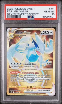 PSA 10 GEM MT 2022 POKEMON SWSH FA-LUGIA VSTAR #211 SILVER TEMPEST-SECRET - Image 1